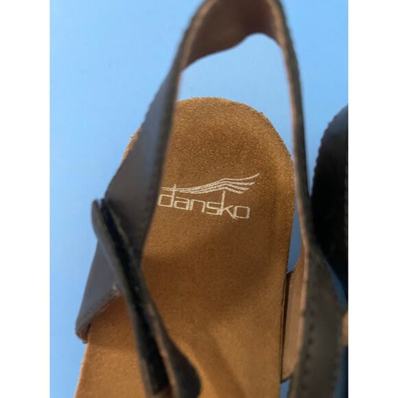 Dansko Black Leather Ankle Strap Sandals size 38 Ballet Ankle Strap - Picture 6 of 7